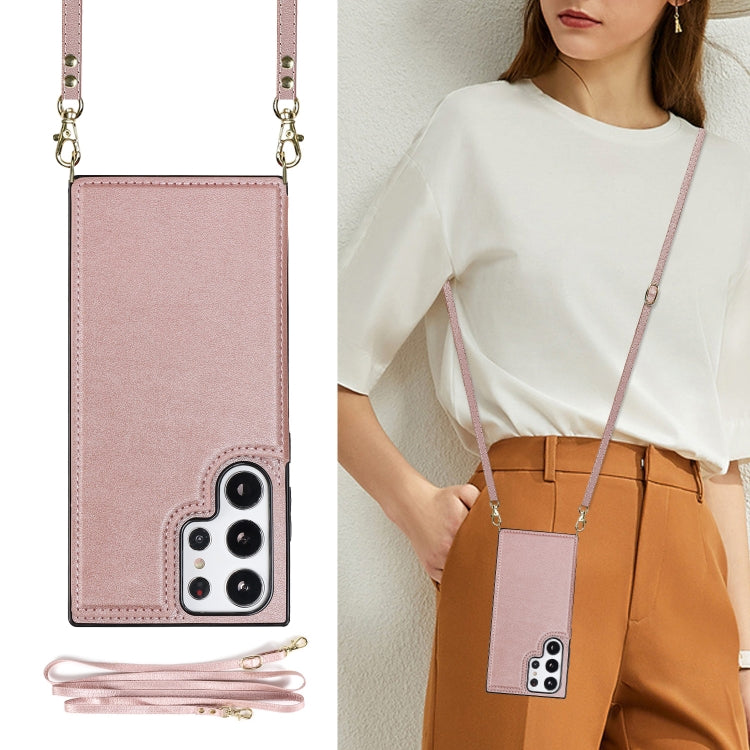 For Samsung Galaxy S23 Ultra 5G Cross-body Square Double Buckle Flip Card Bag TPU+PU Case