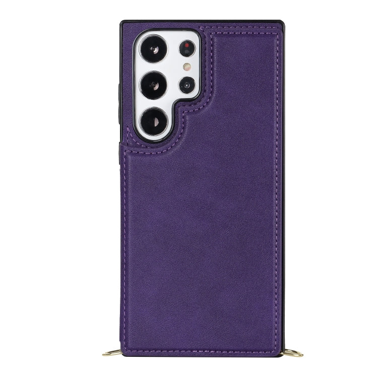 For Samsung Galaxy S23 Ultra 5G Cross-body Square Double Buckle Flip Card Bag TPU+PU Case