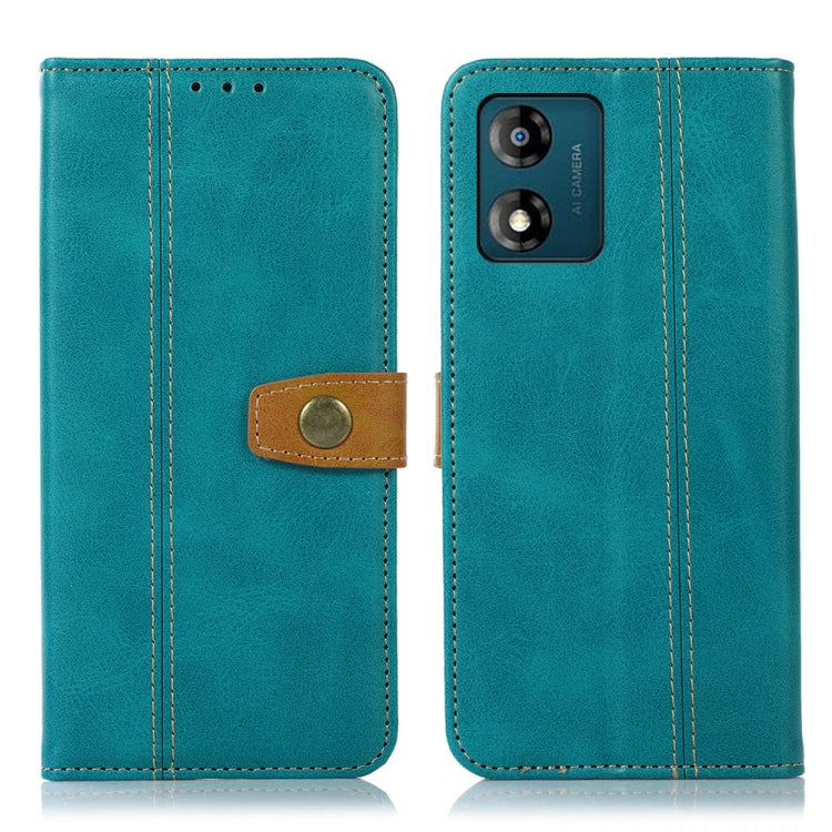 For Motorola Moto E13 4G 2023 Stitching Thread Calf Texture Leather Phone Case