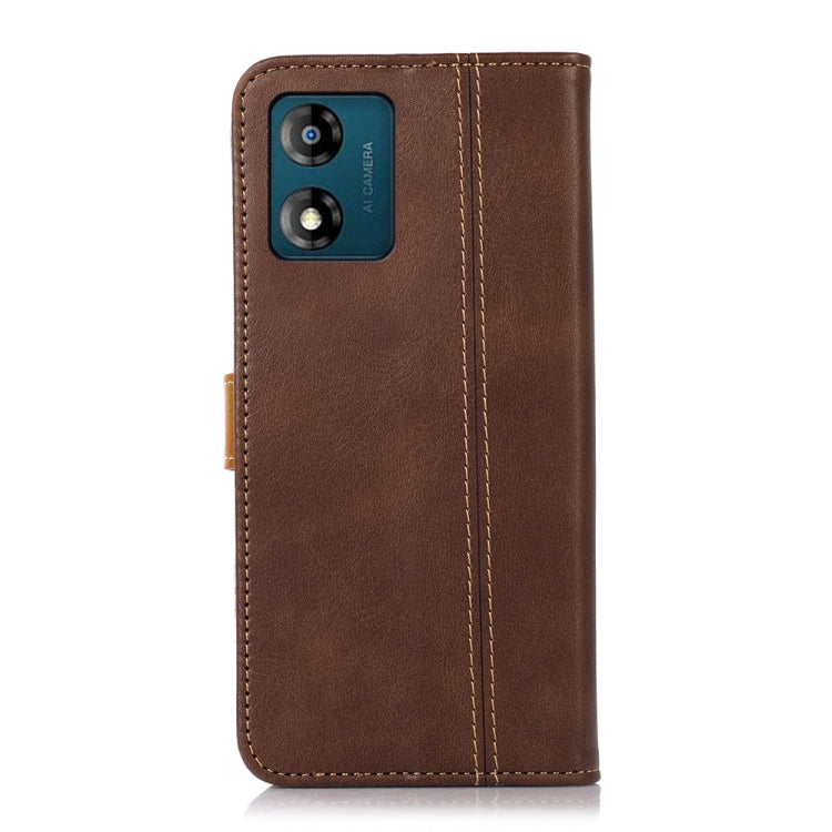 For Motorola Moto E13 4G 2023 Stitching Thread Calf Texture Leather Phone Case
