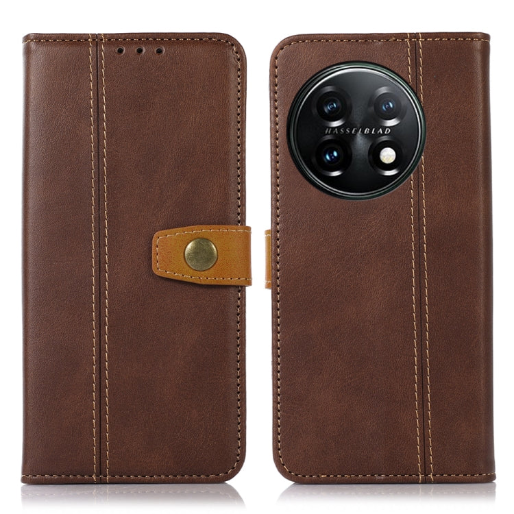 For OnePlus 11 5G Stitching Thread Calf Texture Leather Phone Case
