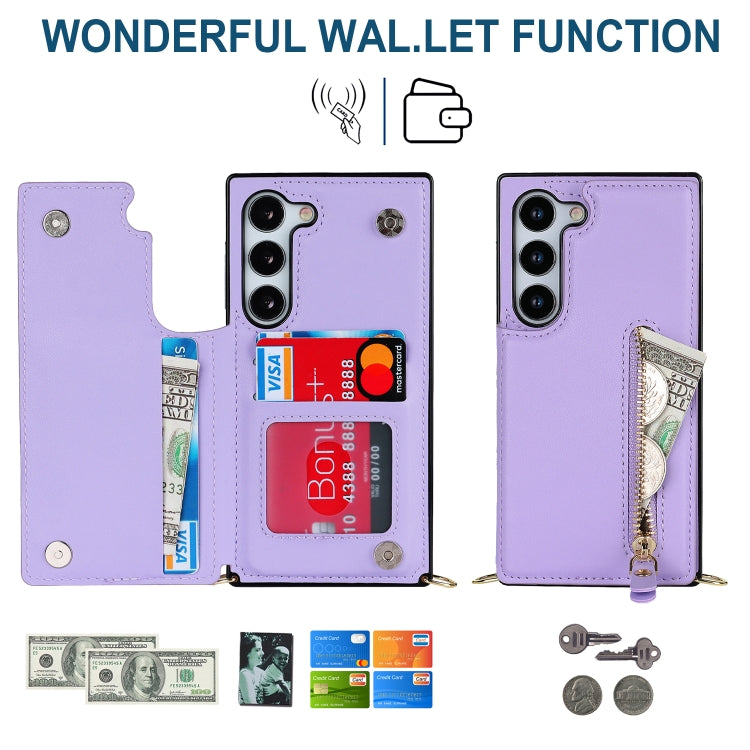 For Samsung Galaxy S23 5G Cross-body Zipper Square Phone Case