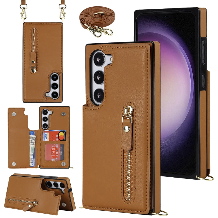 For Samsung Galaxy S23 5G Cross-body Zipper Square Phone Case