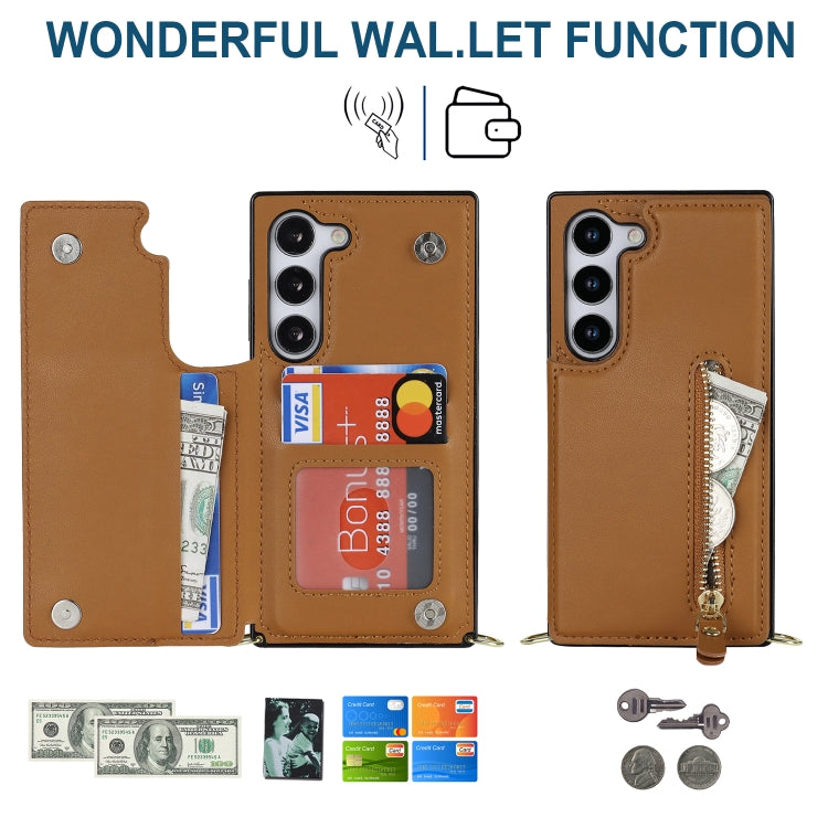 For Samsung Galaxy S23 5G Cross-body Zipper Square Phone Case