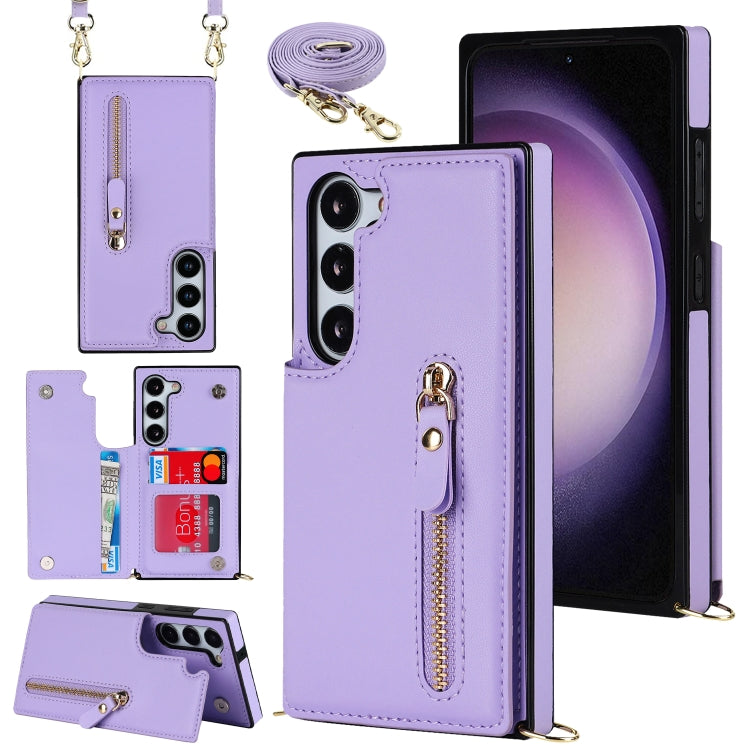 For Samsung Galaxy S23+ 5G Cross-body Zipper Square Phone Case