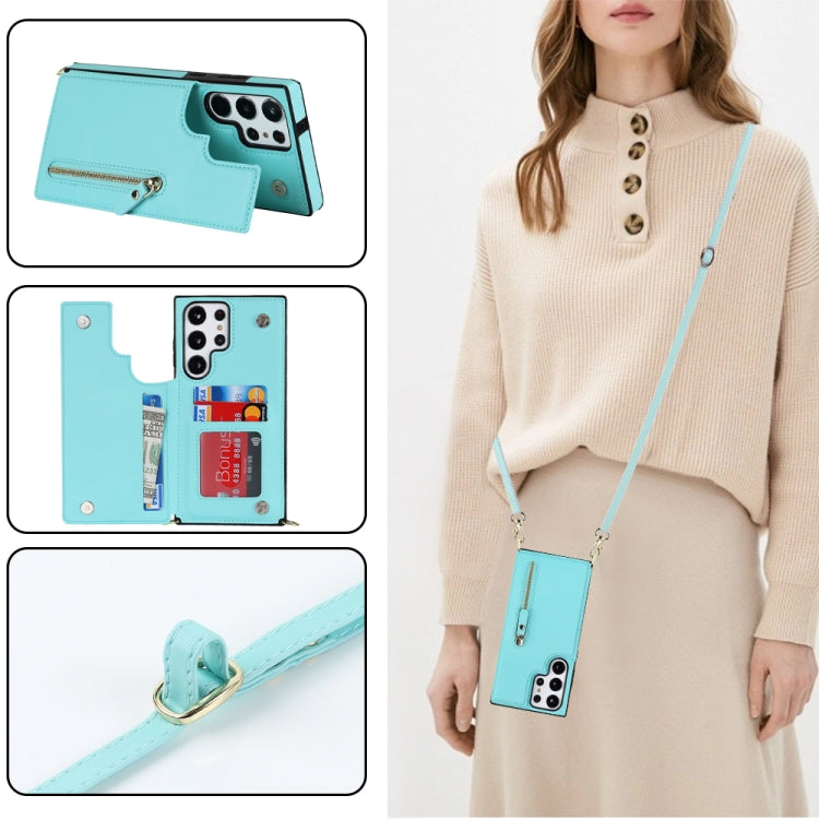 For Samsung Galaxy S23 Ultra 5G Cross-body Zipper Square Phone Case