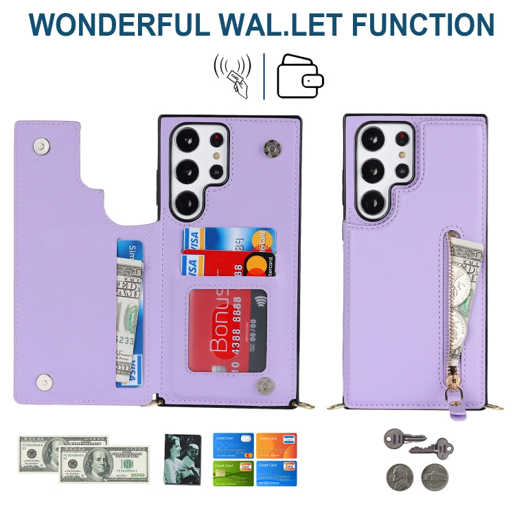 For Samsung Galaxy S23 Ultra 5G Cross-body Zipper Square Phone Case