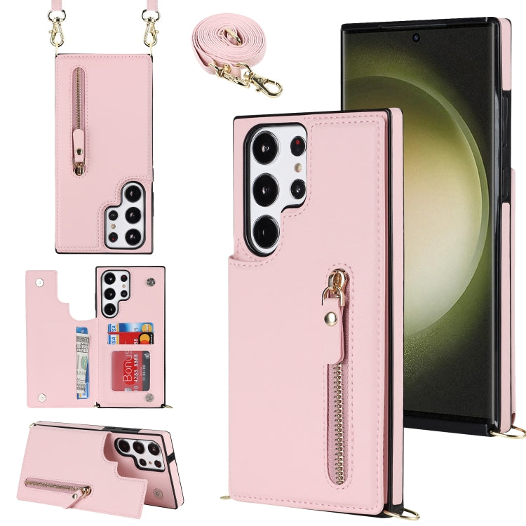 For Samsung Galaxy S23 Ultra 5G Cross-body Zipper Square Phone Case