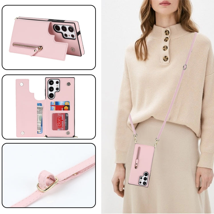For Samsung Galaxy S23 Ultra 5G Cross-body Zipper Square Phone Case