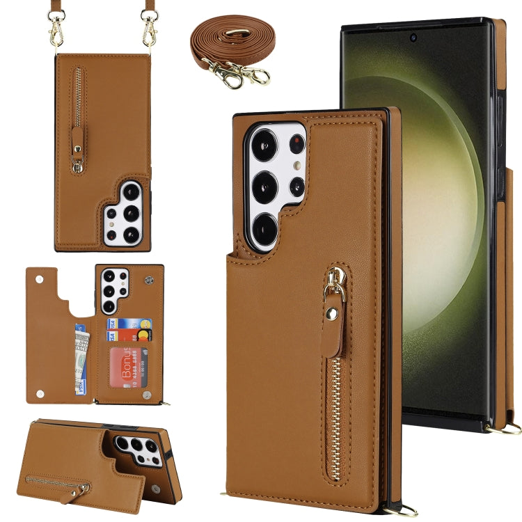 For Samsung Galaxy S23 Ultra 5G Cross-body Zipper Square Phone Case