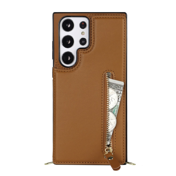 For Samsung Galaxy S23 Ultra 5G Cross-body Zipper Square Phone Case