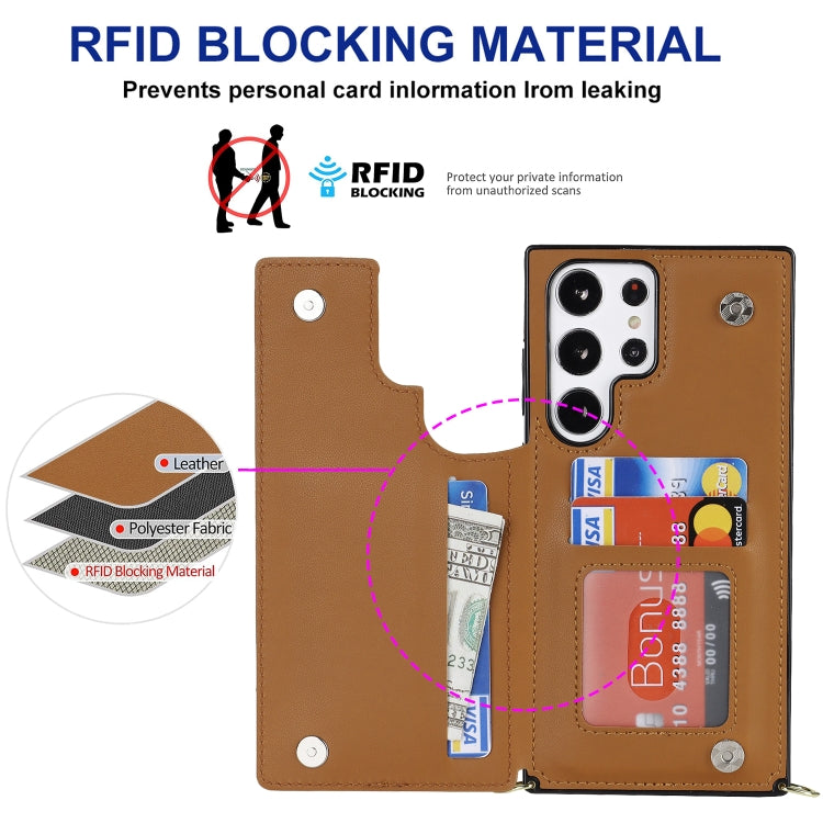 For Samsung Galaxy S23 Ultra 5G Cross-body Zipper Square Phone Case