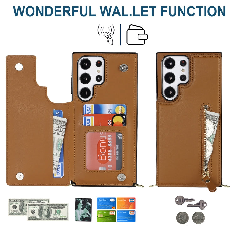 For Samsung Galaxy S23 Ultra 5G Cross-body Zipper Square Phone Case