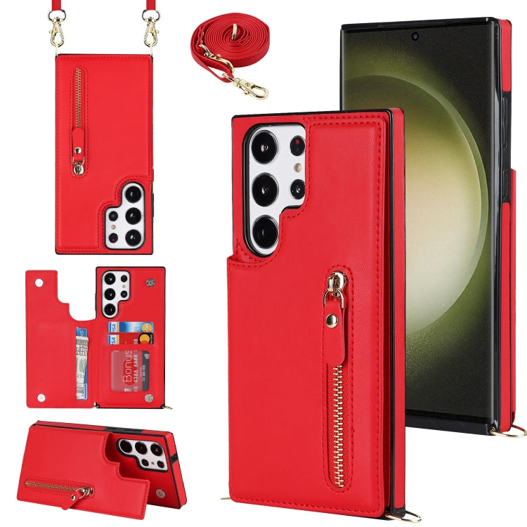 For Samsung Galaxy S23 Ultra 5G Cross-body Zipper Square Phone Case