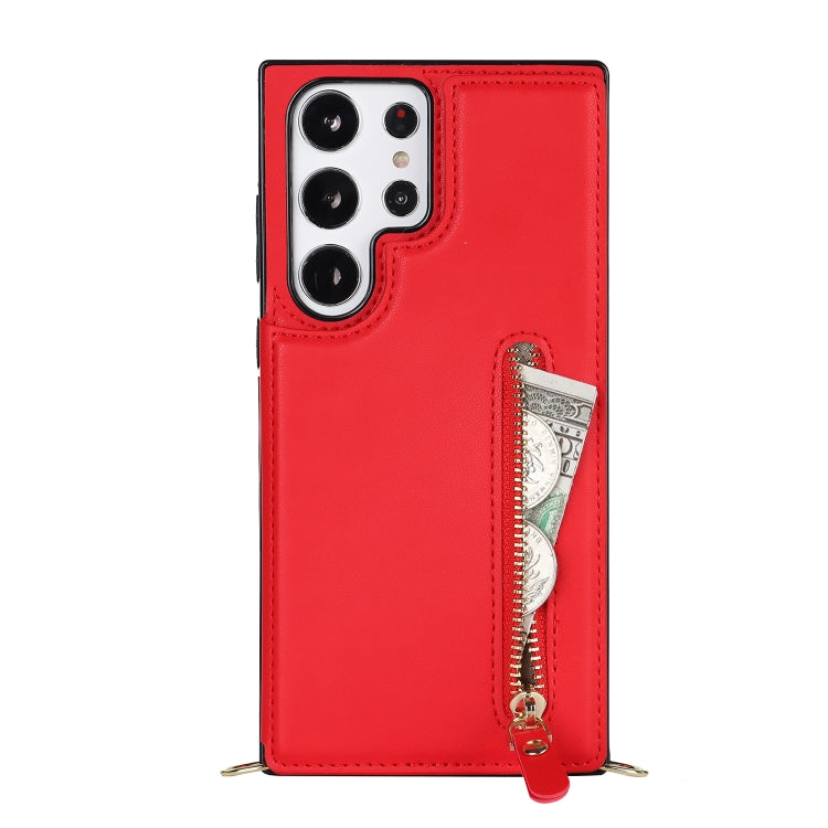 For Samsung Galaxy S23 Ultra 5G Cross-body Zipper Square Phone Case