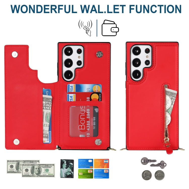For Samsung Galaxy S23 Ultra 5G Cross-body Zipper Square Phone Case