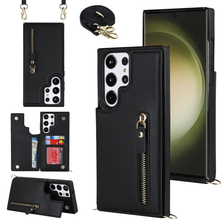 For Samsung Galaxy S23 Ultra 5G Cross-body Zipper Square Phone Case