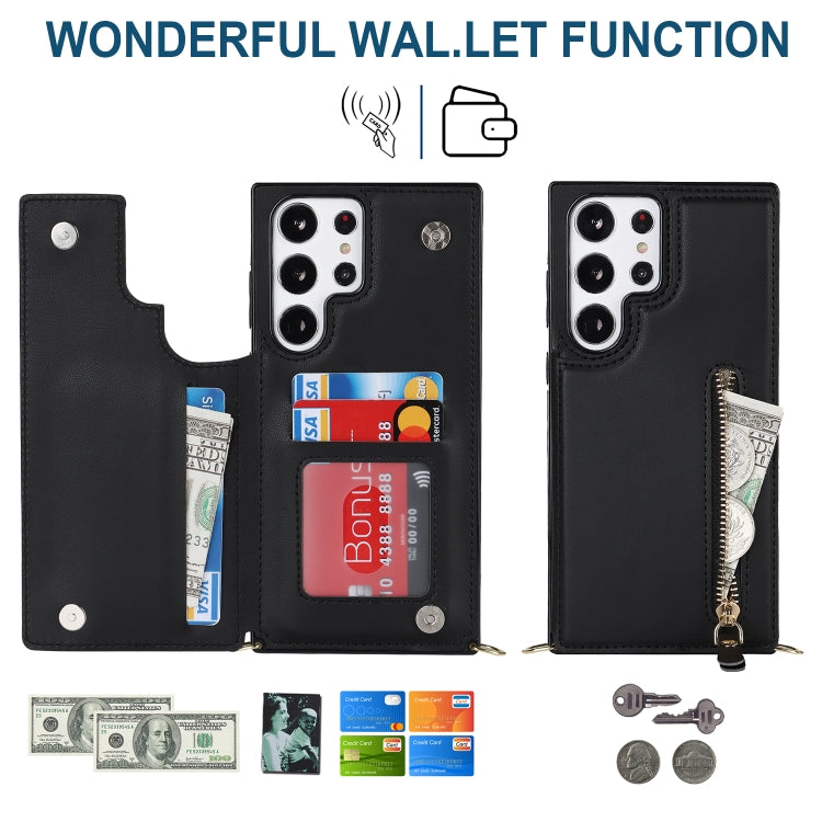 For Samsung Galaxy S23 Ultra 5G Cross-body Zipper Square Phone Case