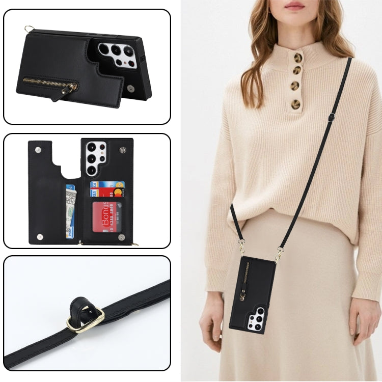 For Samsung Galaxy S23 Ultra 5G Cross-body Zipper Square Phone Case