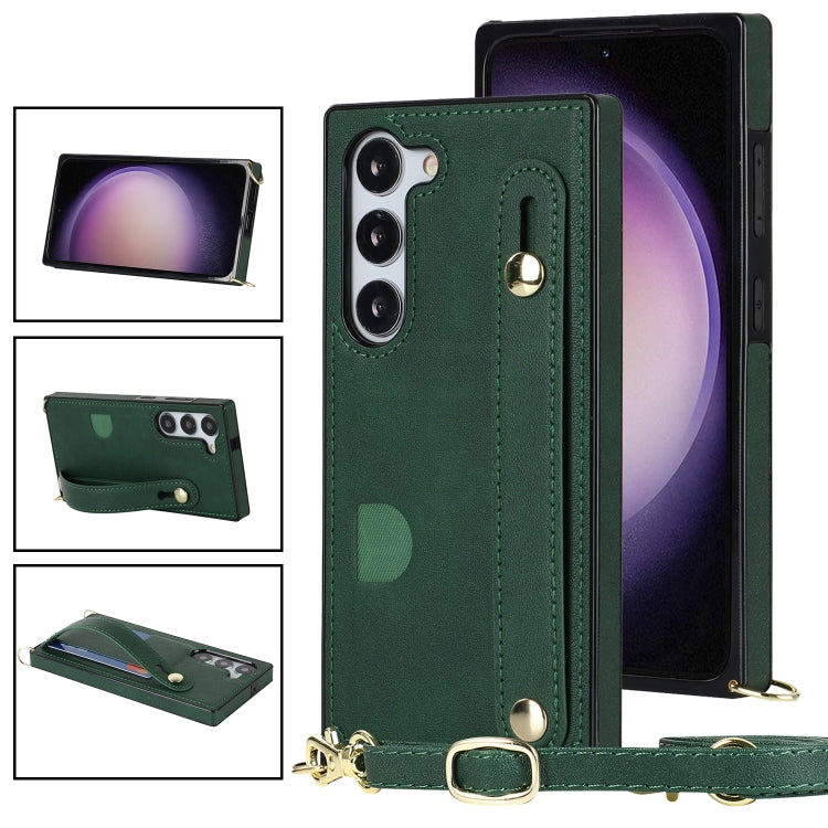 For Samsung Galaxy S23 5G Cross-body Wristband Holder Square Phone Case