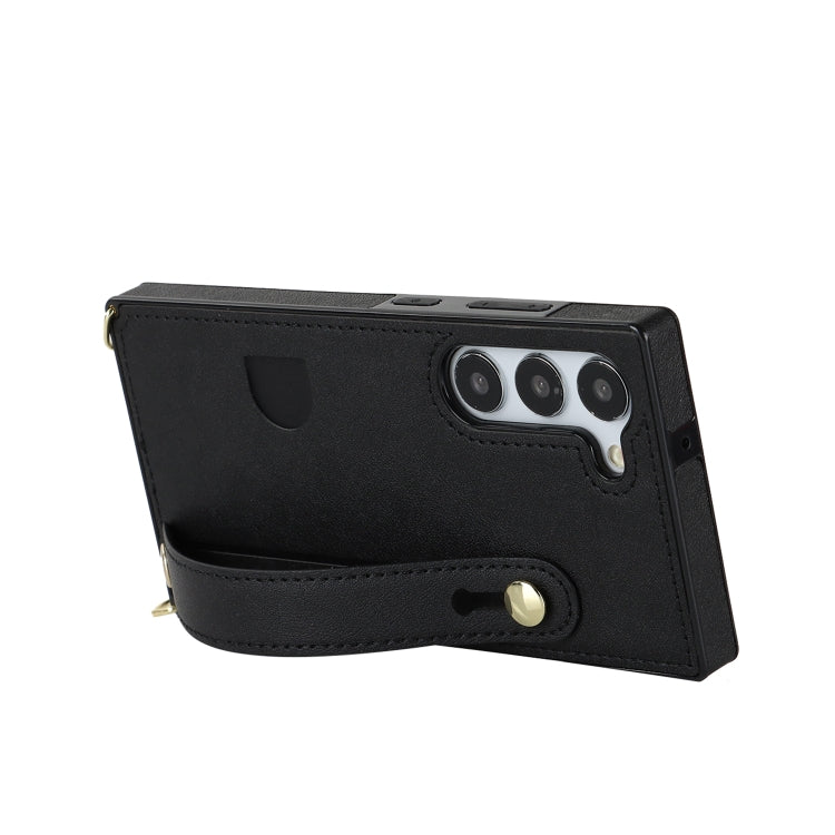 For Samsung Galaxy S23+ 5G Cross-body Wristband Holder Square Phone Case
