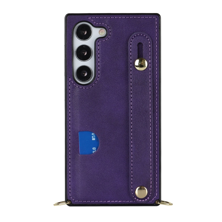 For Samsung Galaxy S23+ 5G Cross-body Wristband Holder Square Phone Case