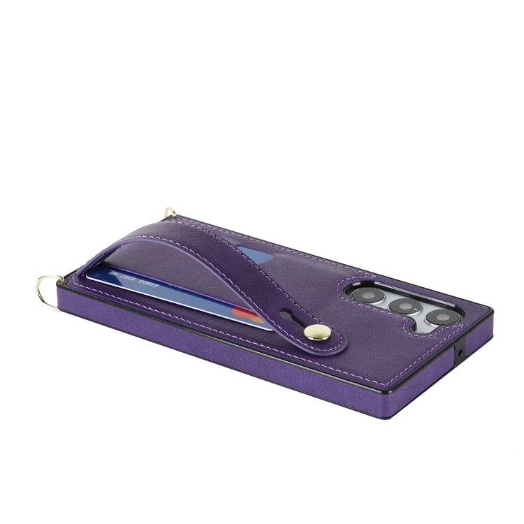 For Samsung Galaxy S23+ 5G Cross-body Wristband Holder Square Phone Case