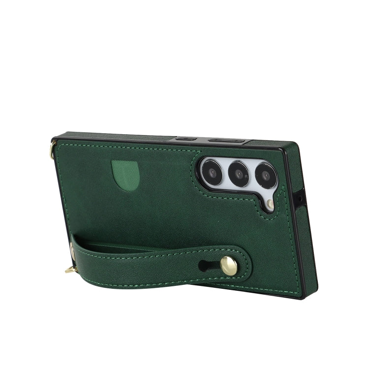 For Samsung Galaxy S23+ 5G Cross-body Wristband Holder Square Phone Case