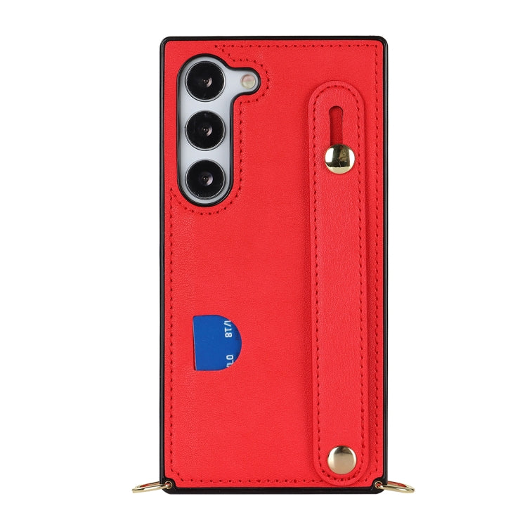 For Samsung Galaxy S23+ 5G Cross-body Wristband Holder Square Phone Case