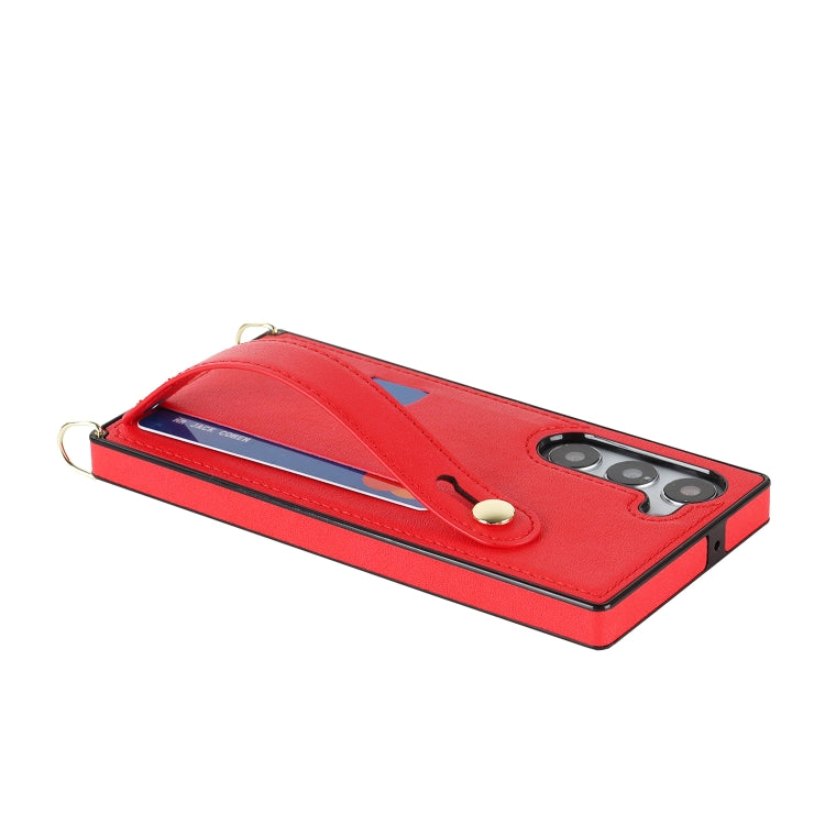 For Samsung Galaxy S23+ 5G Cross-body Wristband Holder Square Phone Case