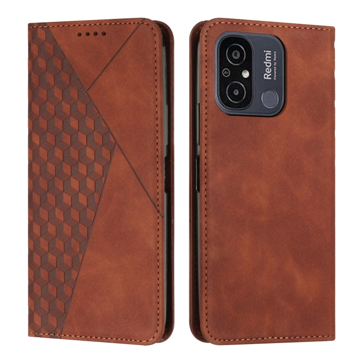 For Xiaomi Redmi 11A 4G Diamond Pattern Skin Feel Magnetic Leather Phone Case