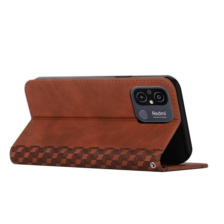 For Xiaomi Redmi 11A 4G Diamond Pattern Skin Feel Magnetic Leather Phone Case
