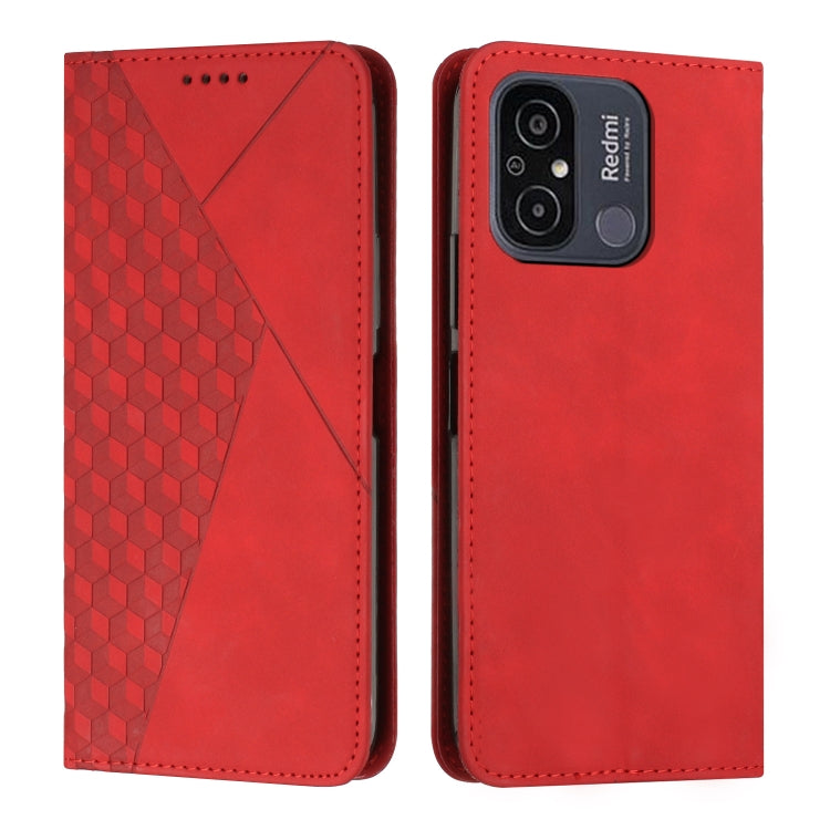 For Xiaomi Redmi 11A 4G Diamond Pattern Skin Feel Magnetic Leather Phone Case
