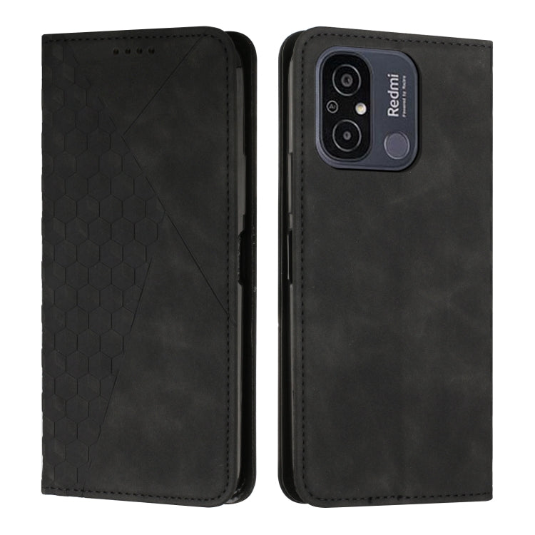 For Xiaomi Redmi 11A 4G Diamond Pattern Skin Feel Magnetic Leather Phone Case