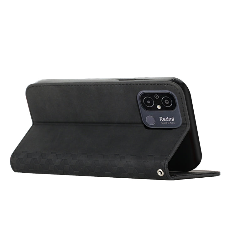 For Xiaomi Redmi 11A 4G Diamond Pattern Skin Feel Magnetic Leather Phone Case