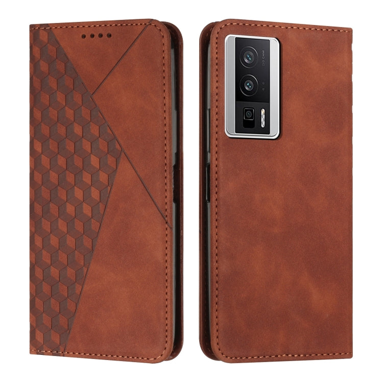 For Xiaomi Redmi K60 / K60 Pro Diamond Pattern Skin Feel Magnetic Leather Phone Case