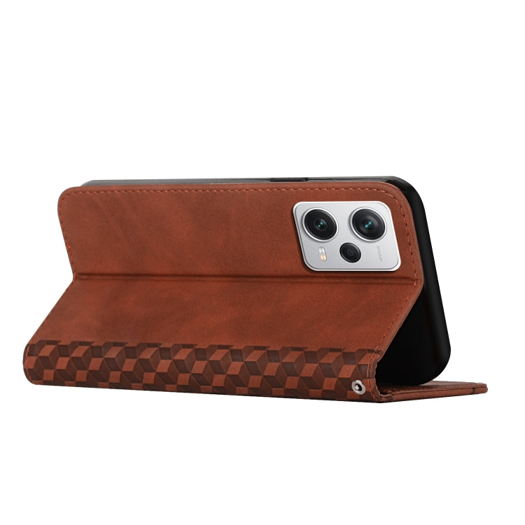 For Xiaomi Redmi Note 12 Pro 5G Global Diamond Pattern Skin Feel Magnetic Leather Phone Case