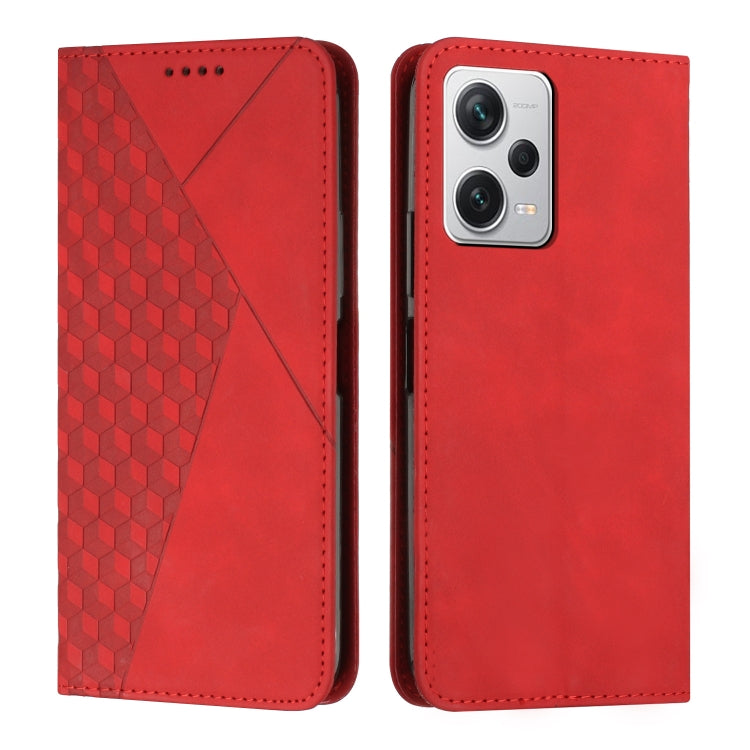 For Xiaomi Redmi Note 12 Pro 5G Global Diamond Pattern Skin Feel Magnetic Leather Phone Case