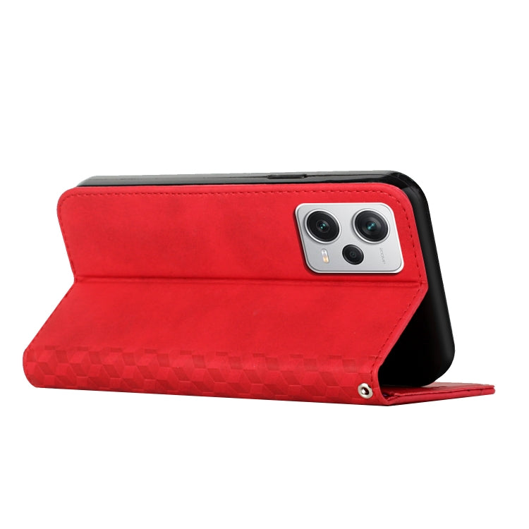For Xiaomi Redmi Note 12 Pro 5G Global Diamond Pattern Skin Feel Magnetic Leather Phone Case