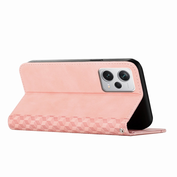 For Xiaomi Redmi Note 12 Pro 5G Global Diamond Pattern Skin Feel Magnetic Leather Phone Case