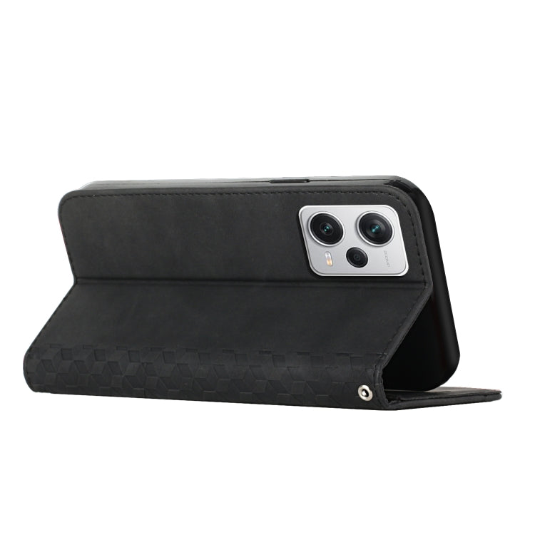 For Xiaomi Redmi Note 12 Pro 5G Global Diamond Pattern Skin Feel Magnetic Leather Phone Case