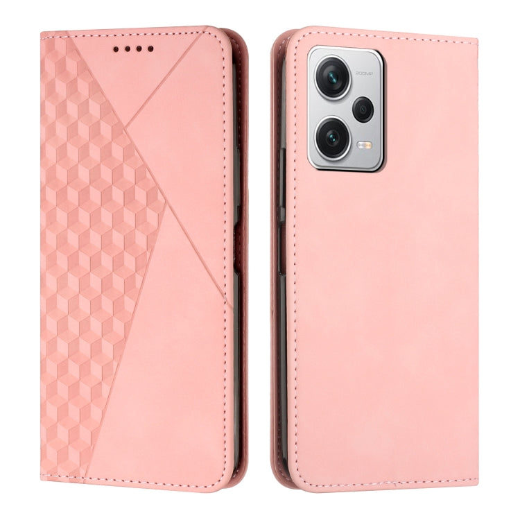 For Xiaomi Redmi Note 12 Pro+ Global / Note 12 Explorer Diamond Pattern Skin Feel Magnetic Leather Phone Case