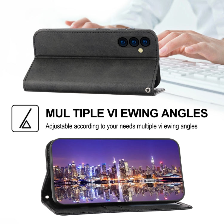 For Samsung Galaxy A14 5G Cubic Grid Calf Texture Magnetic Closure Leather Phone Case