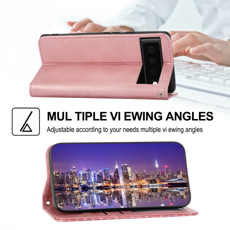 For Google Pixel 7A Cubic Grid Calf Texture Magnetic Closure Leather Phone Case