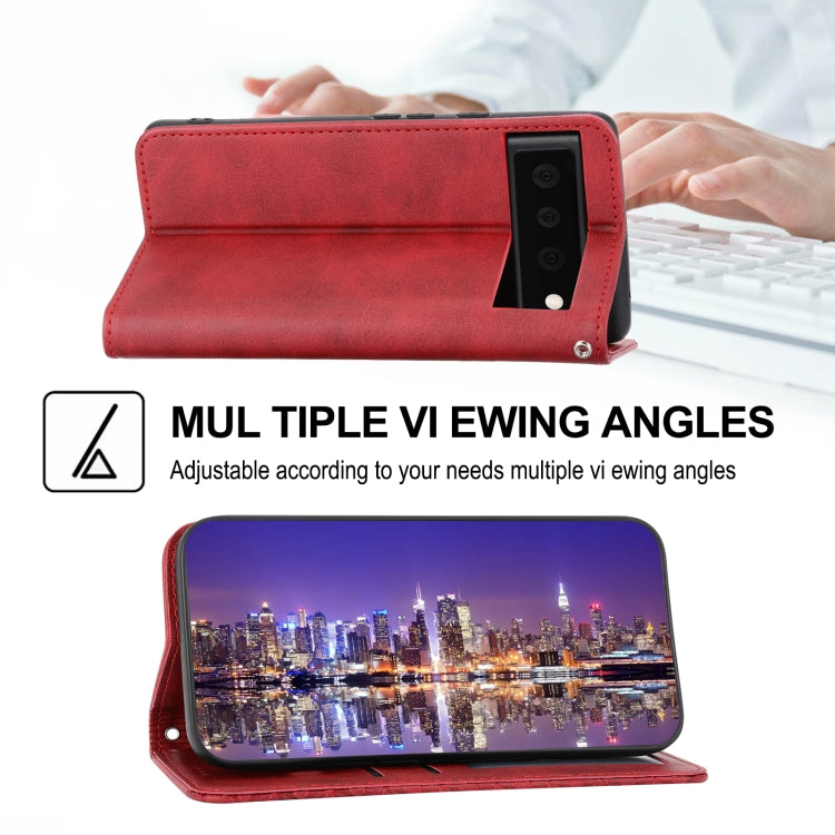 For Google Pixel 7A Cubic Grid Calf Texture Magnetic Closure Leather Phone Case