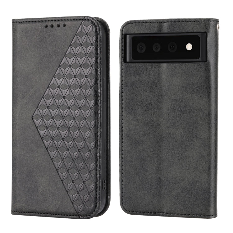 For Google Pixel 7A Cubic Grid Calf Texture Magnetic Closure Leather Phone Case