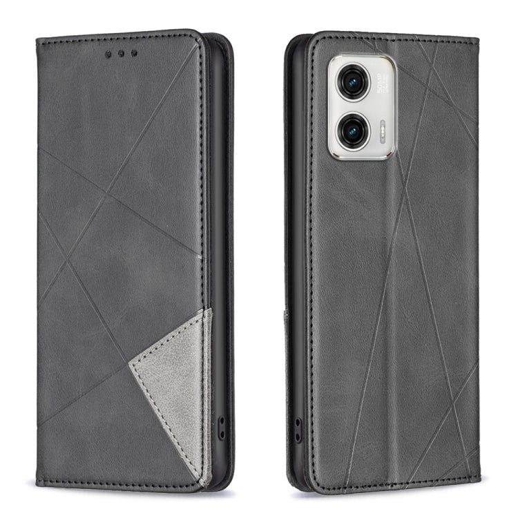 For Motorola Moto G73 5G Prismatic Invisible Magnetic Leather Phone Case
