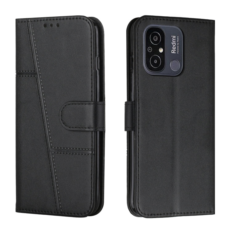 For Xiaomi Redmi 11A 4G Stitching Calf Texture Buckle Leather Phone Case