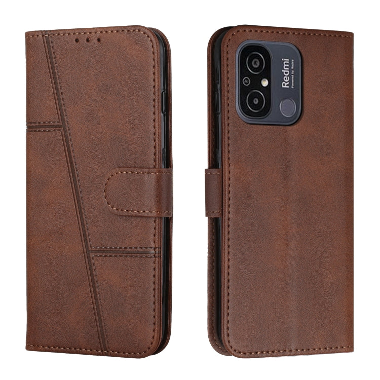 For Xiaomi Redmi 11A 4G Stitching Calf Texture Buckle Leather Phone Case