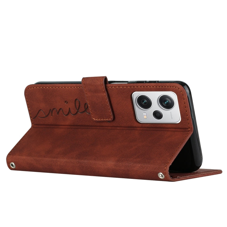 For Xiaomi Redmi Note 12 Pro 5G Global Skin Feel Heart Pattern Leather Phone Case with Lanyard